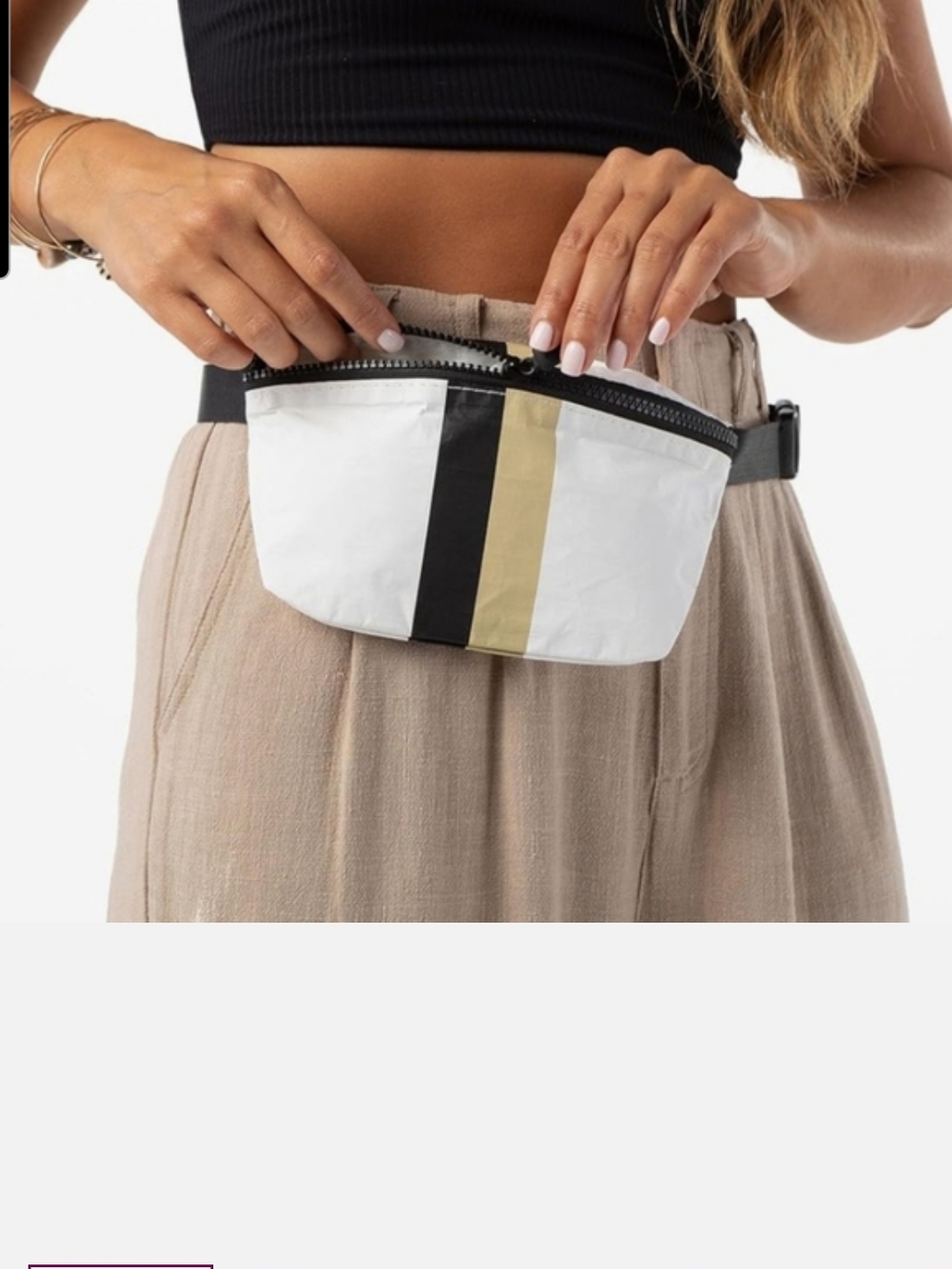 ALOHA Collection White Tote & Waist Bag Set with Black Accents - Picture 6 of 7